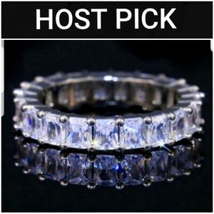 Swarovski Elements 925 Silver Square-cut Eternity Band NEW